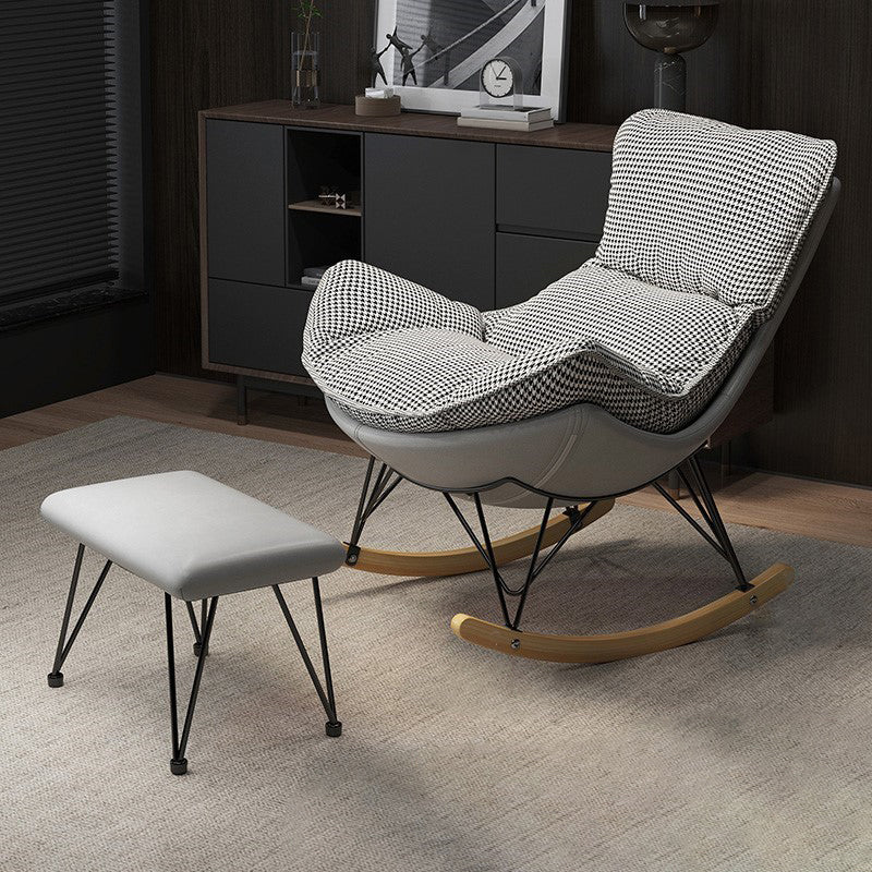 Modern Upholstered Rocker Chair Metal Frame Spindle Rocker Chair with Ottoman