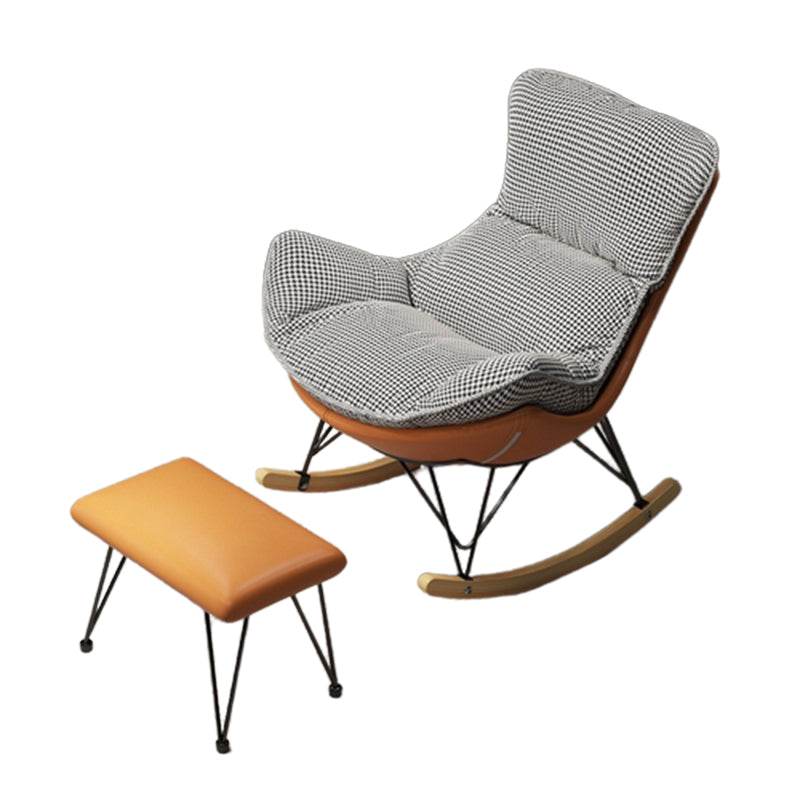 Modern Upholstered Rocker Chair Metal Frame Spindle Rocker Chair with Ottoman