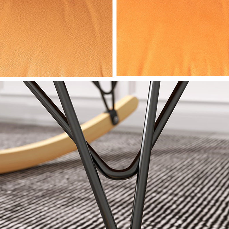 Modern Upholstered Rocker Chair Metal Frame Spindle Rocker Chair with Ottoman