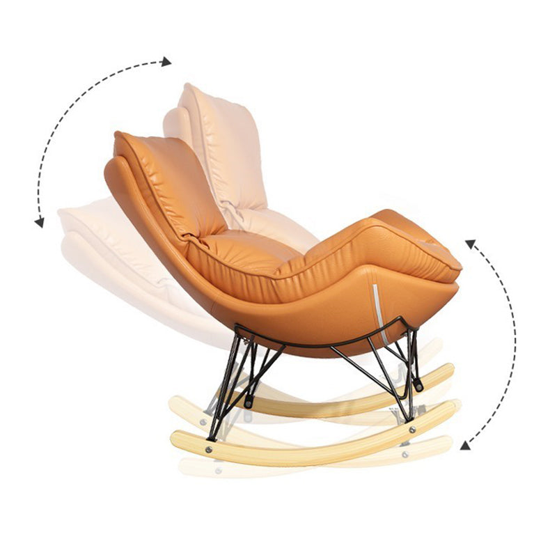 Modern Upholstered Rocker Chair Metal Frame Spindle Rocker Chair with Ottoman
