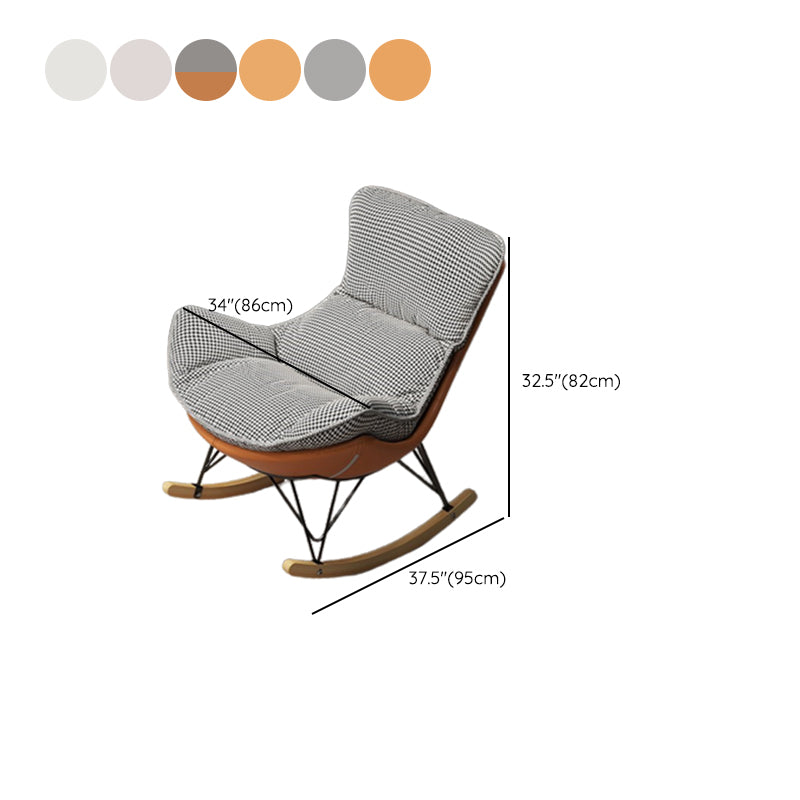 Modern Upholstered Rocker Chair Metal Frame Spindle Rocker Chair with Ottoman
