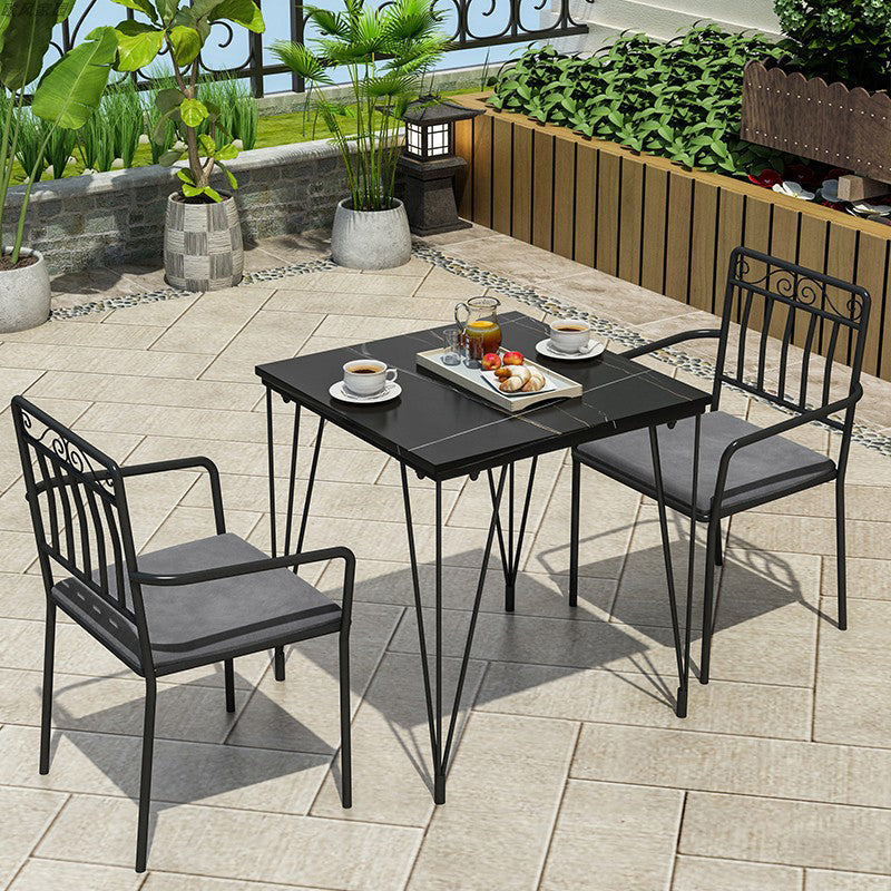 Industrial 1/3/5 Pieces Metal Dining Set Stone Dining Table Set