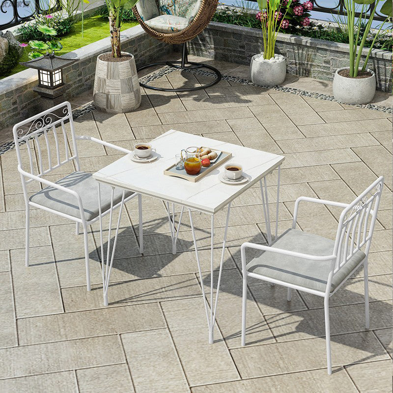 Industrial 1/3/5 Pieces Metal Dining Set Stone Dining Table Set