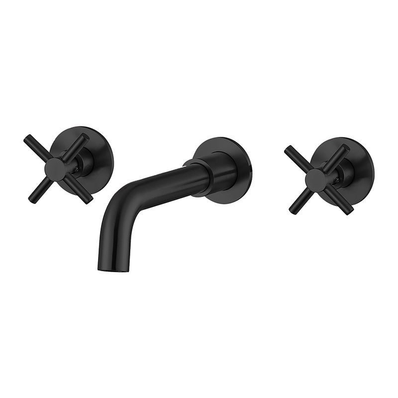 Glam Style Faucet 3 Holes Wall Mounted Bathroom Faucets with 2 Cross Handles