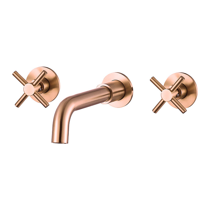 Glam Style Faucet 3 Holes Wall Mounted Bathroom Faucets with 2 Cross Handles