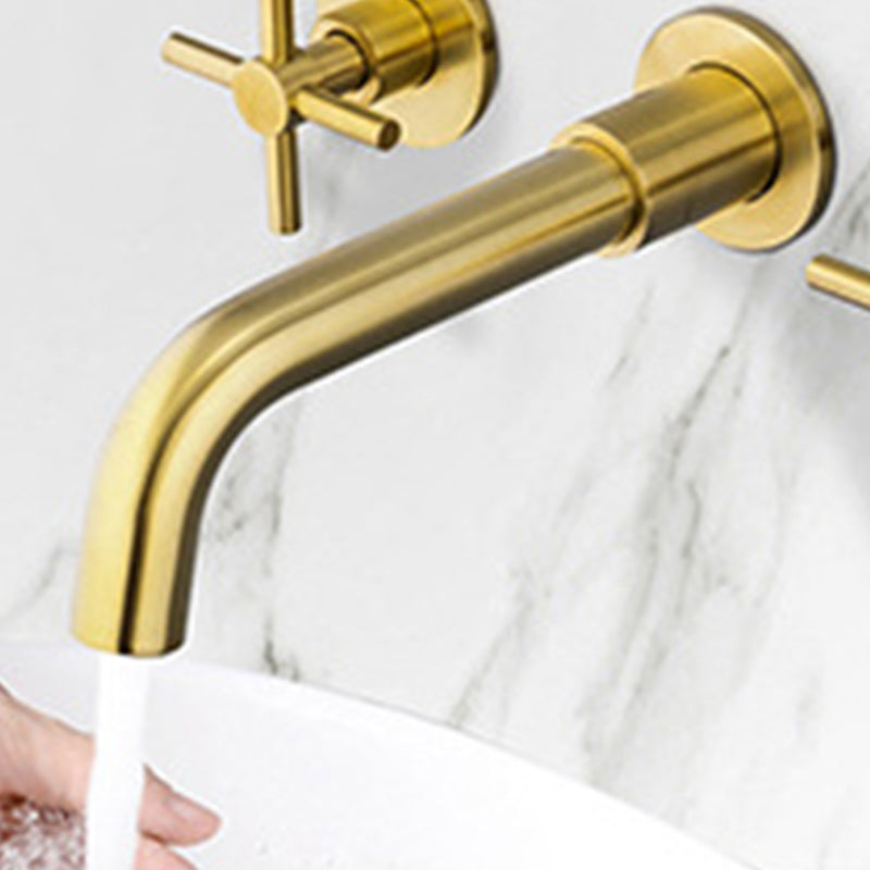 Glam Style Faucet 3 Holes Wall Mounted Bathroom Faucets with 2 Cross Handles