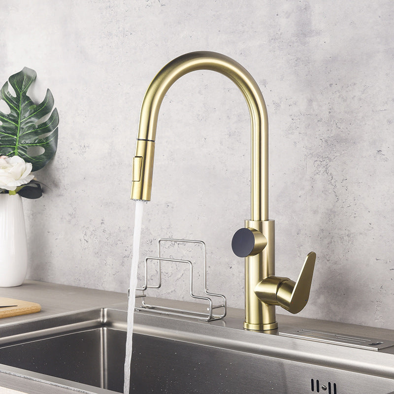 Modern Style Kitchen Faucet Stainless Steel 1-Handle High Arc Retractable Kitchen Faucet