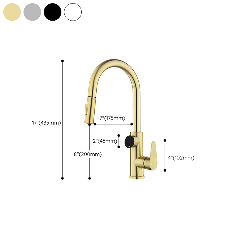 Modern Style Kitchen Faucet Stainless Steel 1-Handle High Arc Retractable Kitchen Faucet