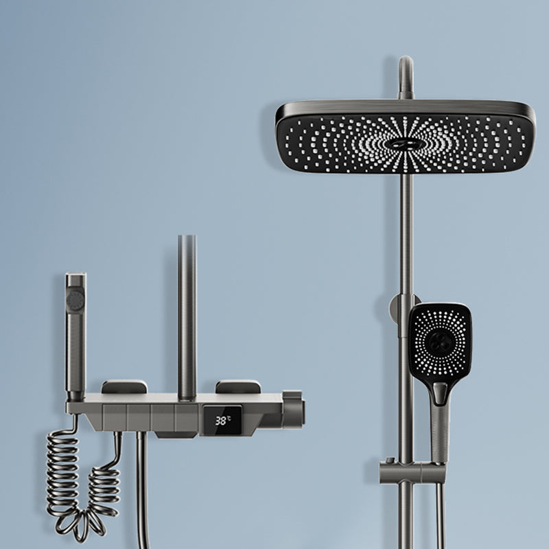 Modern Brass Shower Set 2 Shower Heads Shower Faucet in Gray and White