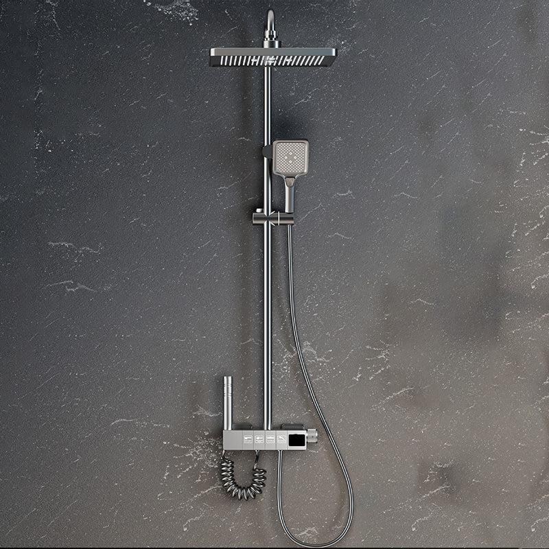 Contemporary Shower Set Slide Bar Dual Shower Head Thermostatic Wall Mounted Shower System