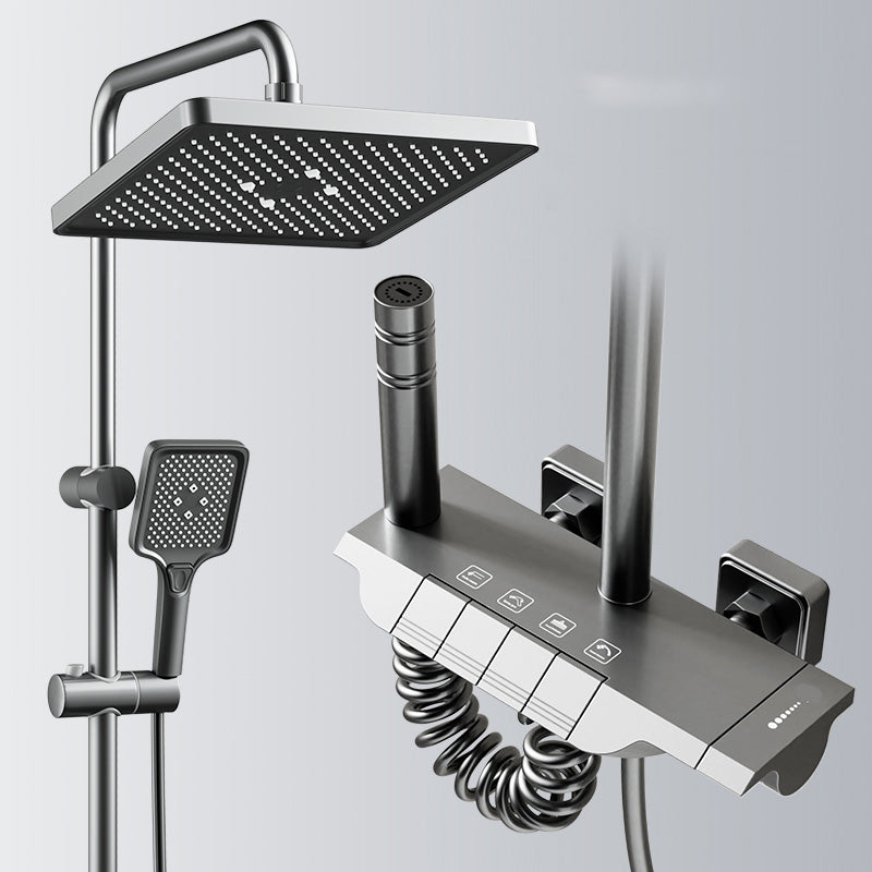 Contemporary Shower Set Slide Bar Dual Shower Head Thermostatic Wall Mounted Shower System