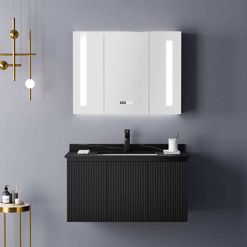 Contemporary Bathroom Sink Cabinet Wall-Mounted Mirror Cabinet Vanity Cabinet in Black