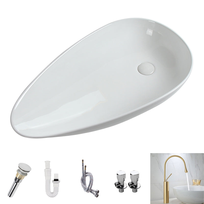 Modern Vessel Sink Specialty Porcelain with Pop-Up Drain Vessel Bathroom Sink