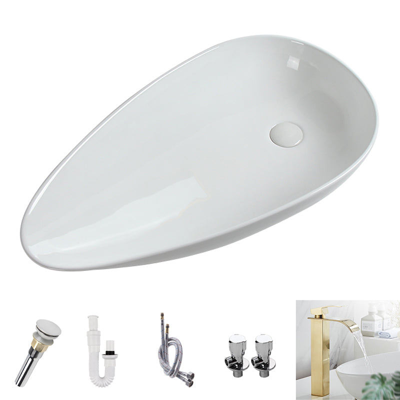 Modern Vessel Sink Specialty Porcelain with Pop-Up Drain Vessel Bathroom Sink