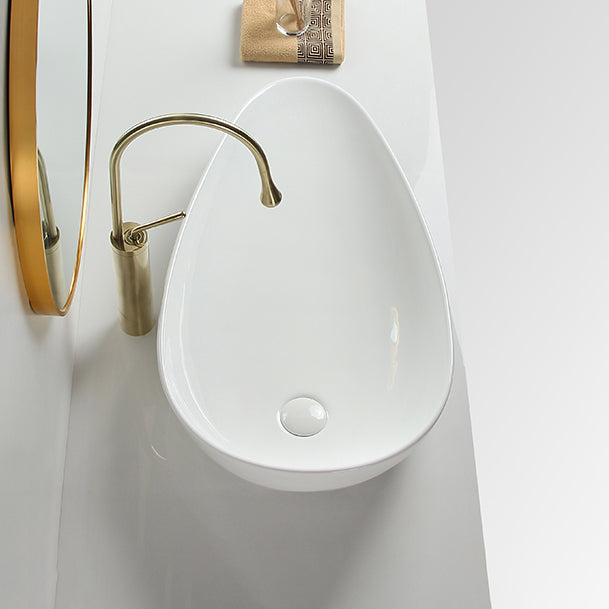 Modern Vessel Sink Specialty Porcelain with Pop-Up Drain Vessel Bathroom Sink