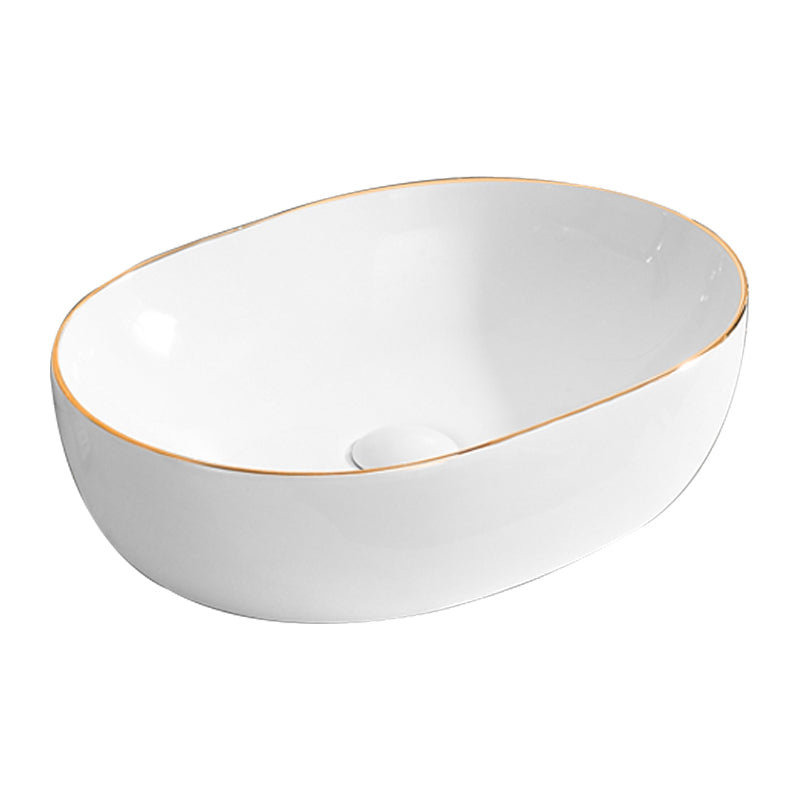 Modern Vessel Bathroom Sink Round Porcelain with Faucet Wash Stand