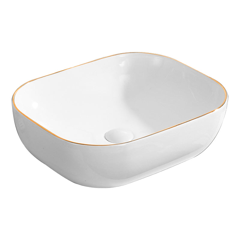 Modern Vessel Bathroom Sink Round Porcelain with Faucet Wash Stand