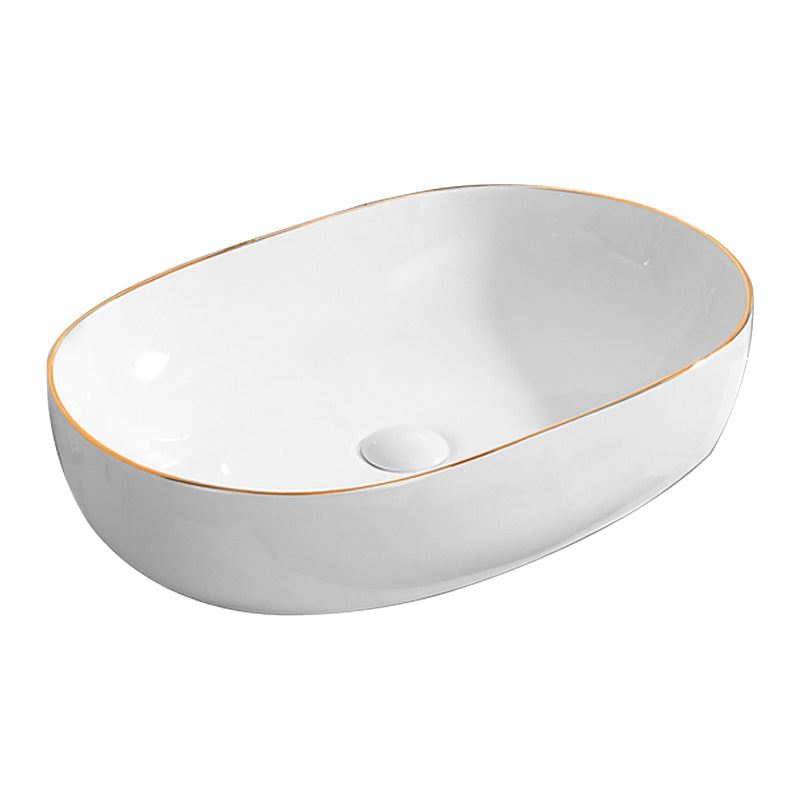 Modern Vessel Bathroom Sink Round Porcelain with Faucet Wash Stand