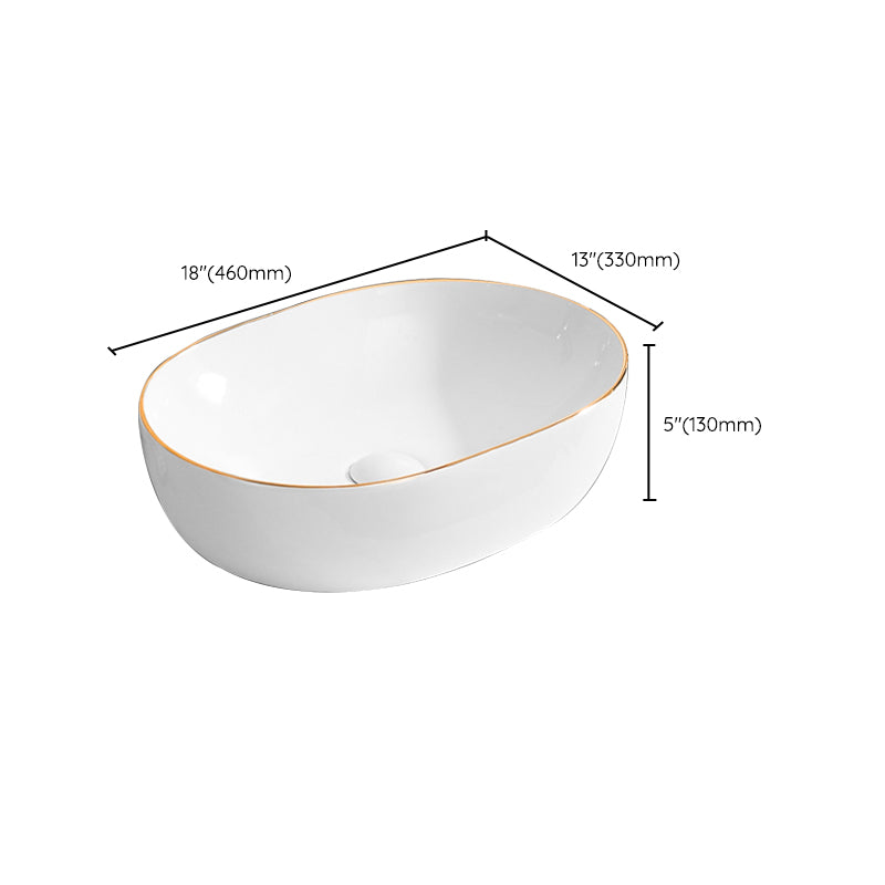 Modern Vessel Bathroom Sink Round Porcelain with Faucet Wash Stand