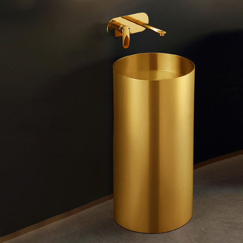 Modern Metal Bathroom Sink Round Bathroom Sink with Basin and Faucet