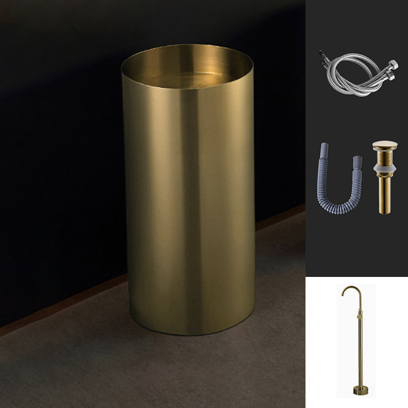 Modern Metal Bathroom Sink Round Bathroom Sink with Basin and Faucet