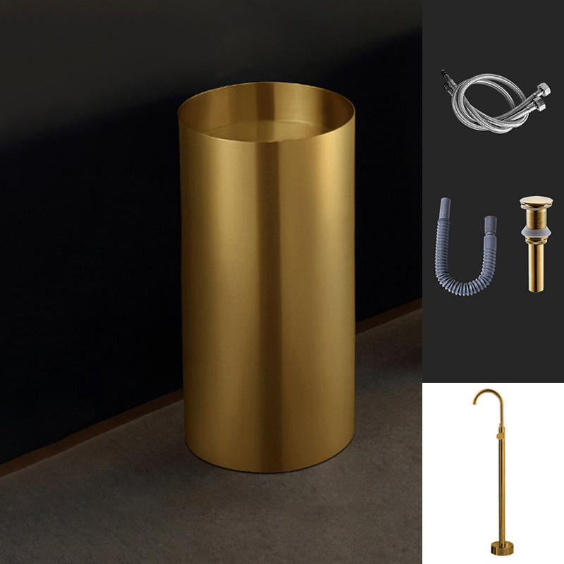 Modern Metal Bathroom Sink Round Bathroom Sink with Basin and Faucet