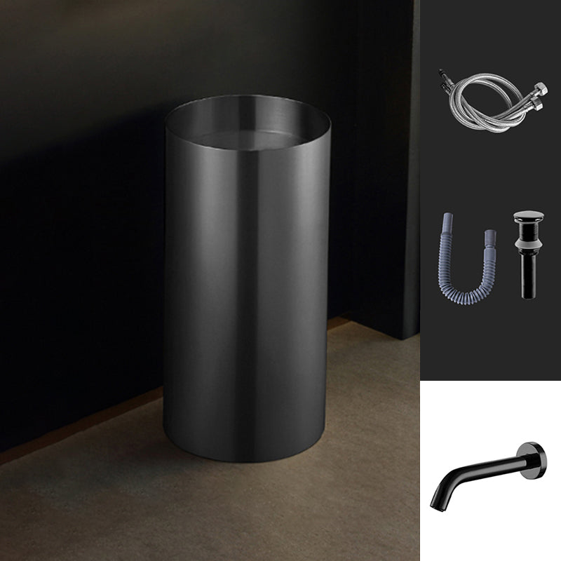 Modern Metal Bathroom Sink Round Bathroom Sink with Basin and Faucet