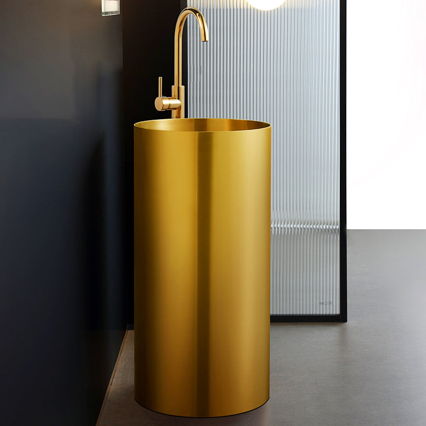 Modern Metal Bathroom Sink Round Bathroom Sink with Basin and Faucet