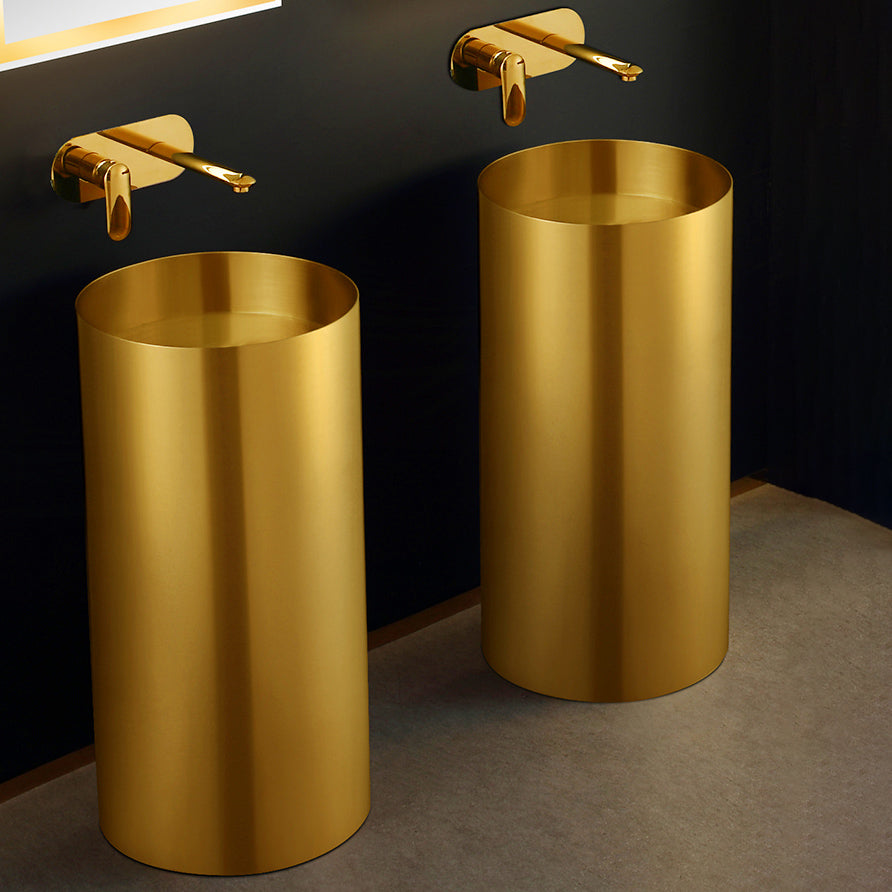 Modern Metal Bathroom Sink Round Bathroom Sink with Basin and Faucet