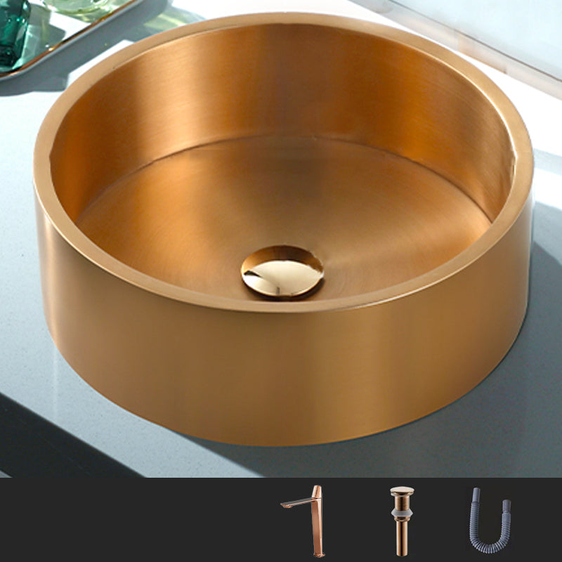 Metal Bathroom Sink Round Bathroom Sink with Overflow And Drain Assembly