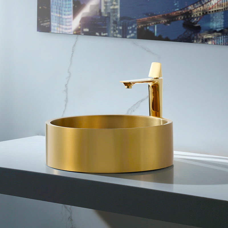 Metal Bathroom Sink Round Bathroom Sink with Overflow And Drain Assembly