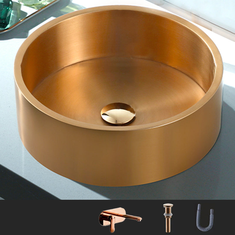 Metal Bathroom Sink Round Bathroom Sink with Overflow And Drain Assembly