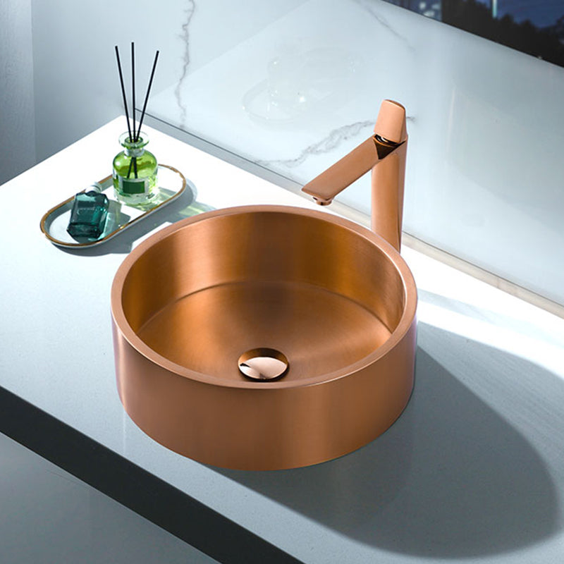 Metal Bathroom Sink Round Bathroom Sink with Overflow And Drain Assembly
