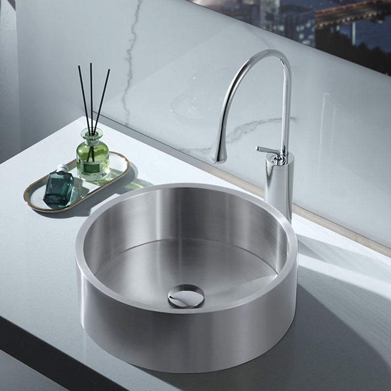 Metal Bathroom Sink Round Bathroom Sink with Overflow And Drain Assembly