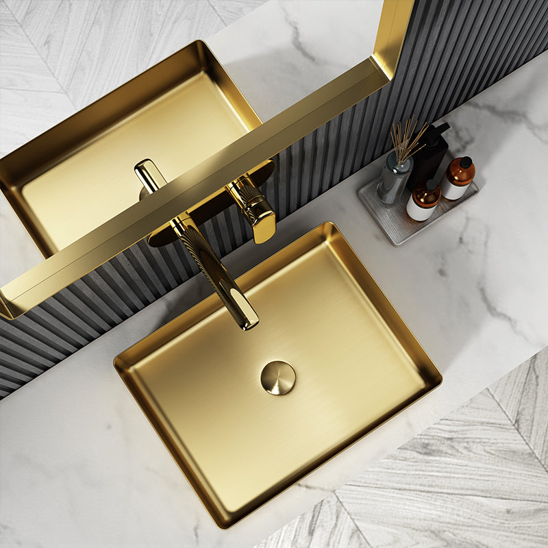 Metal Rectangular Bathroom Sink Modern Bathroom Sink with Faucet