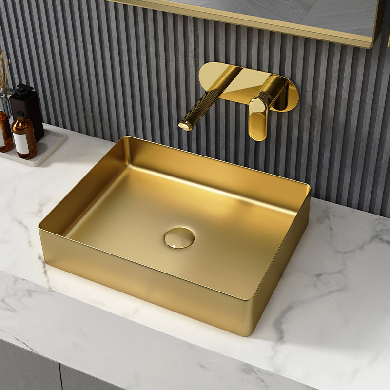 Metal Rectangular Bathroom Sink Modern Bathroom Sink with Faucet