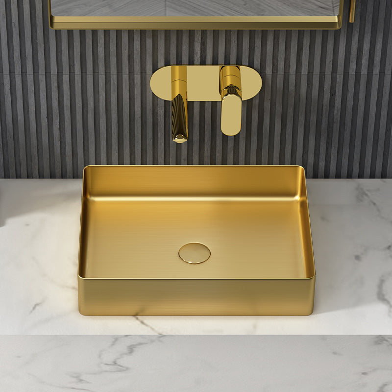 Metal Rectangular Bathroom Sink Modern Bathroom Sink with Faucet