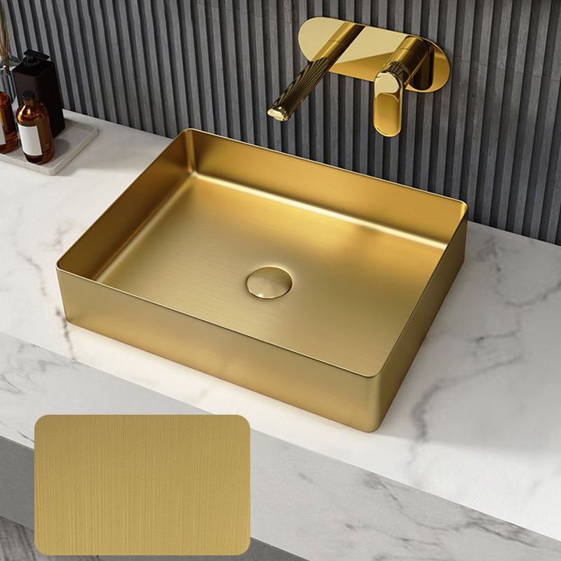 Metal Rectangular Bathroom Sink Modern Bathroom Sink with Faucet