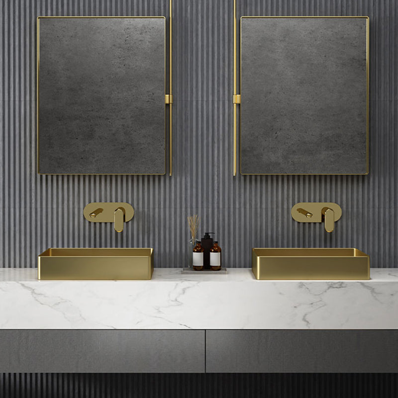 Metal Rectangular Bathroom Sink Modern Bathroom Sink with Faucet
