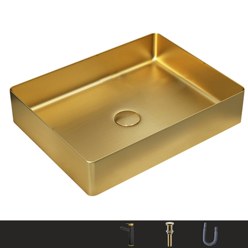 Metal Rectangular Bathroom Sink Modern Bathroom Sink with Faucet