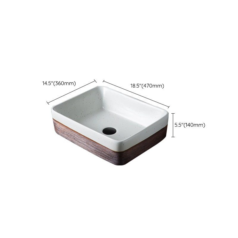 Traditional Bathroom Sink Porcelain Round Vessel with Pop-Up Drain