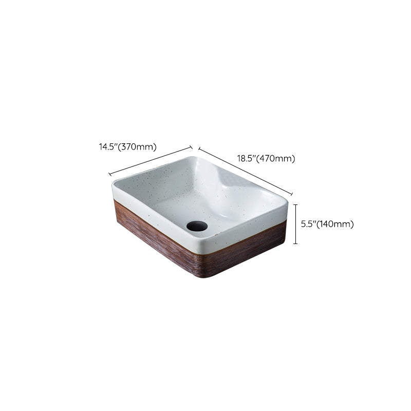 Traditional Bathroom Sink Porcelain Round Vessel with Pop-Up Drain