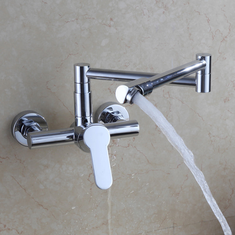 Wall Mounted Metal Tub Filler Low Arc Waterfall Bathroom Faucet with Hose