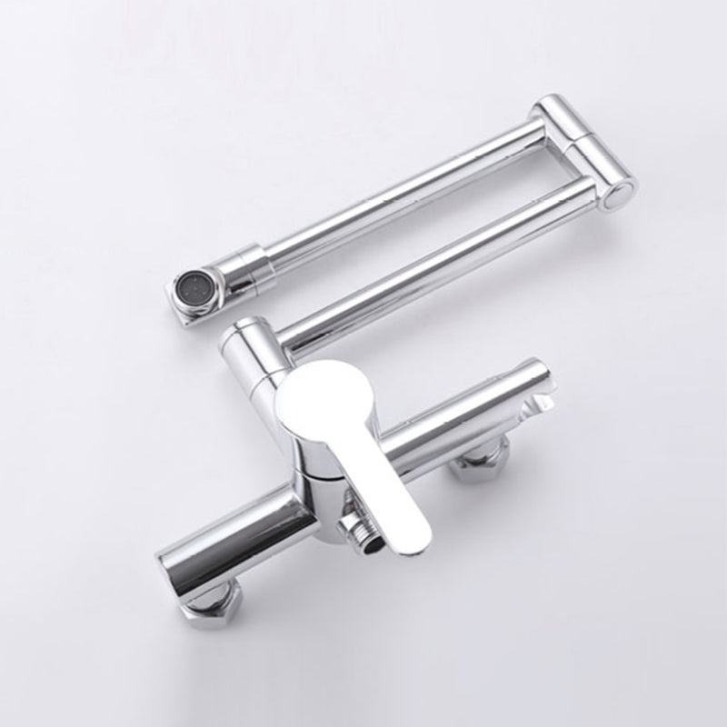 Wall Mounted Metal Tub Filler Low Arc Waterfall Bathroom Faucet with Hose