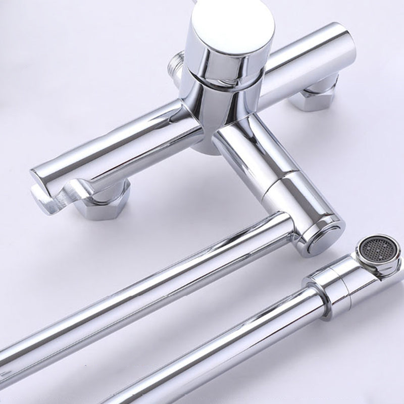 Wall Mounted Metal Tub Filler Low Arc Waterfall Bathroom Faucet with Hose