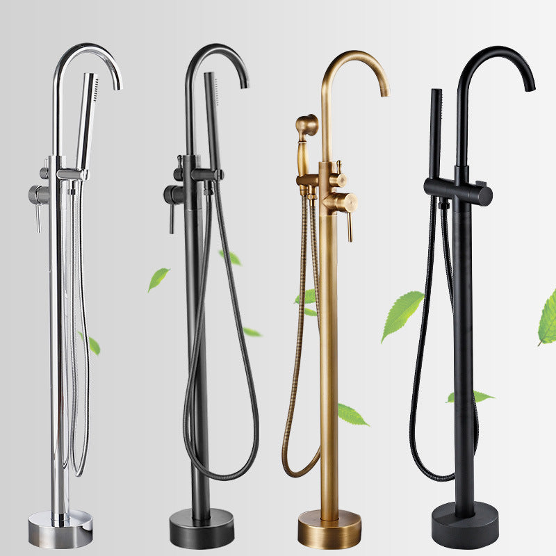 Modern Freestanding Tub Faucet Copper Floor Mount Free Standing Tub Filler Faucet
