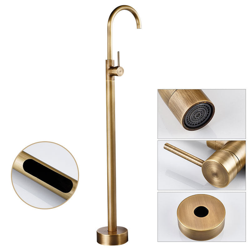 Modern Freestanding Tub Faucet Copper Floor Mount Free Standing Tub Filler Faucet