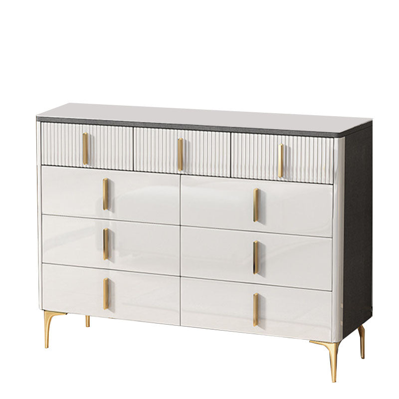Glam Stone White Storage Chest Bedroom Chest with Metal Legs
