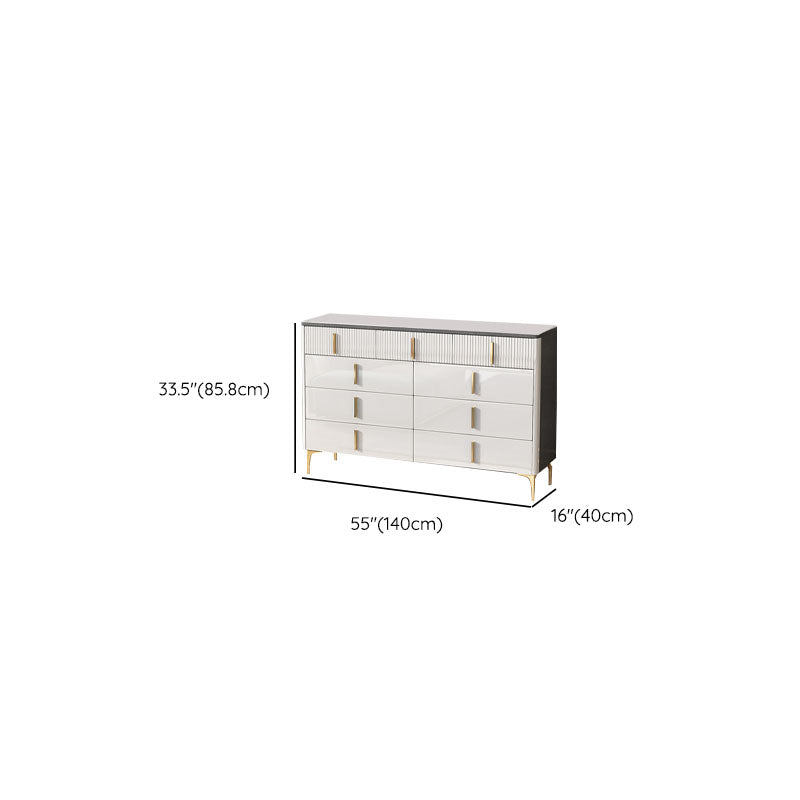 Glam Stone White Storage Chest Bedroom Chest with Metal Legs