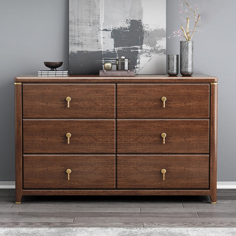 Glam Walnut Wood Storage Chest Bedroom Chest in Brown with Drawers